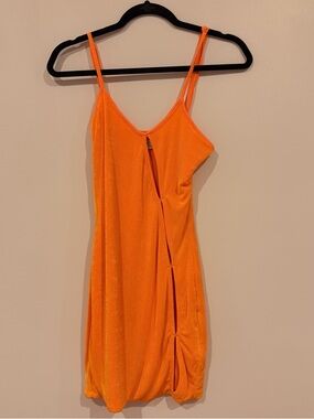 Oh Polly Neon Orange Spaghetti Strap Mini Dress